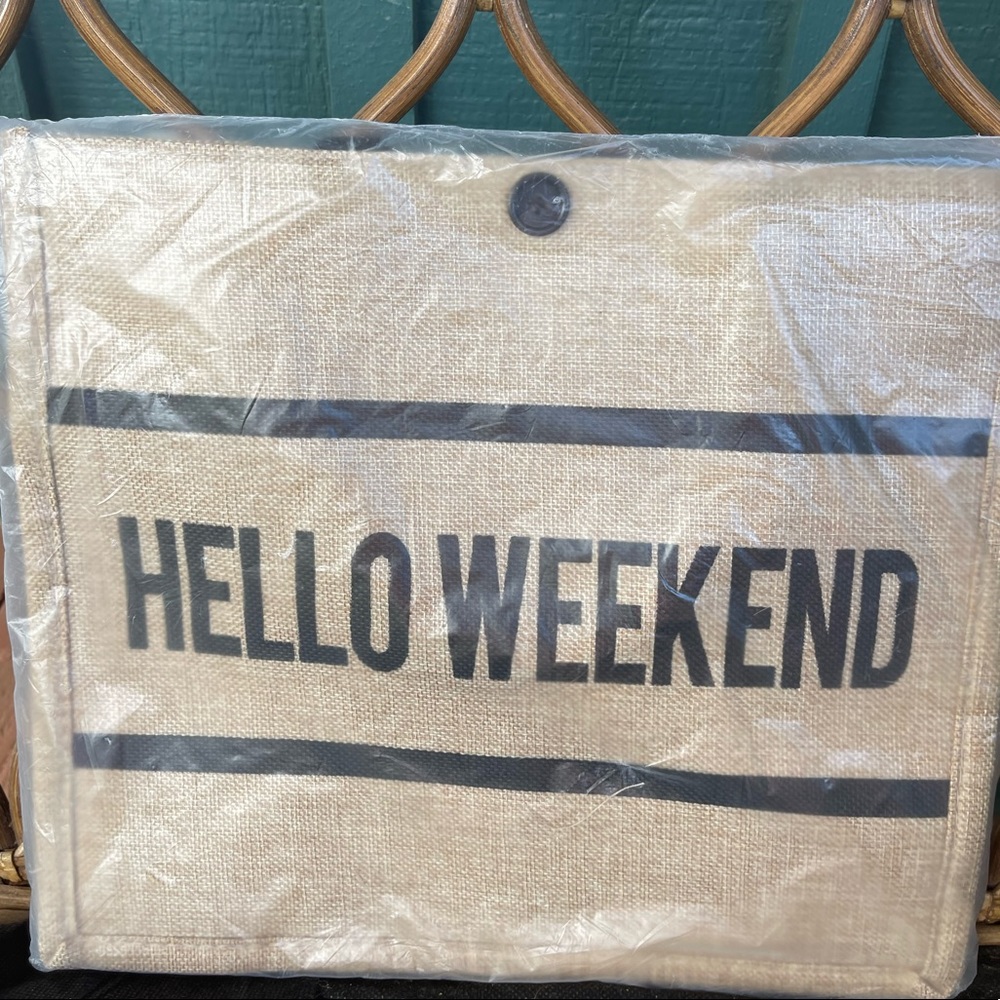 NWT Jute Bag “ Hello Weekend “